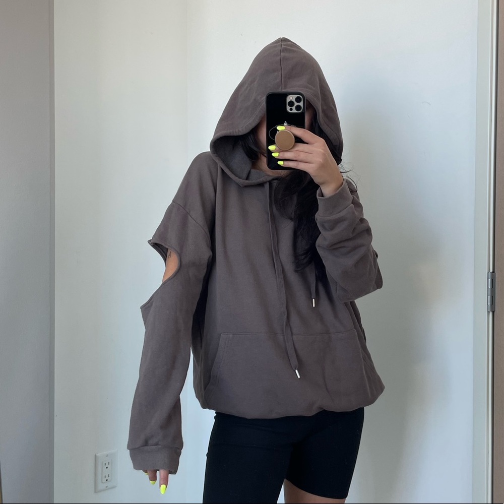 NUDE cut-out sleeve hoodie